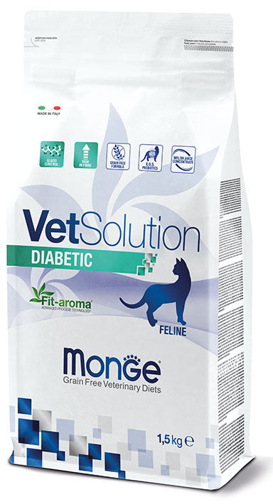 Monge VetSolution Diabetic per gatti 1,5kg, secco grain free con fibre, XOS e supporto al controllo glicemico Monge VetSolution Diabetic per gatti 1,5kg, secco grain free con fibre, XOS e supporto al controllo glicemico